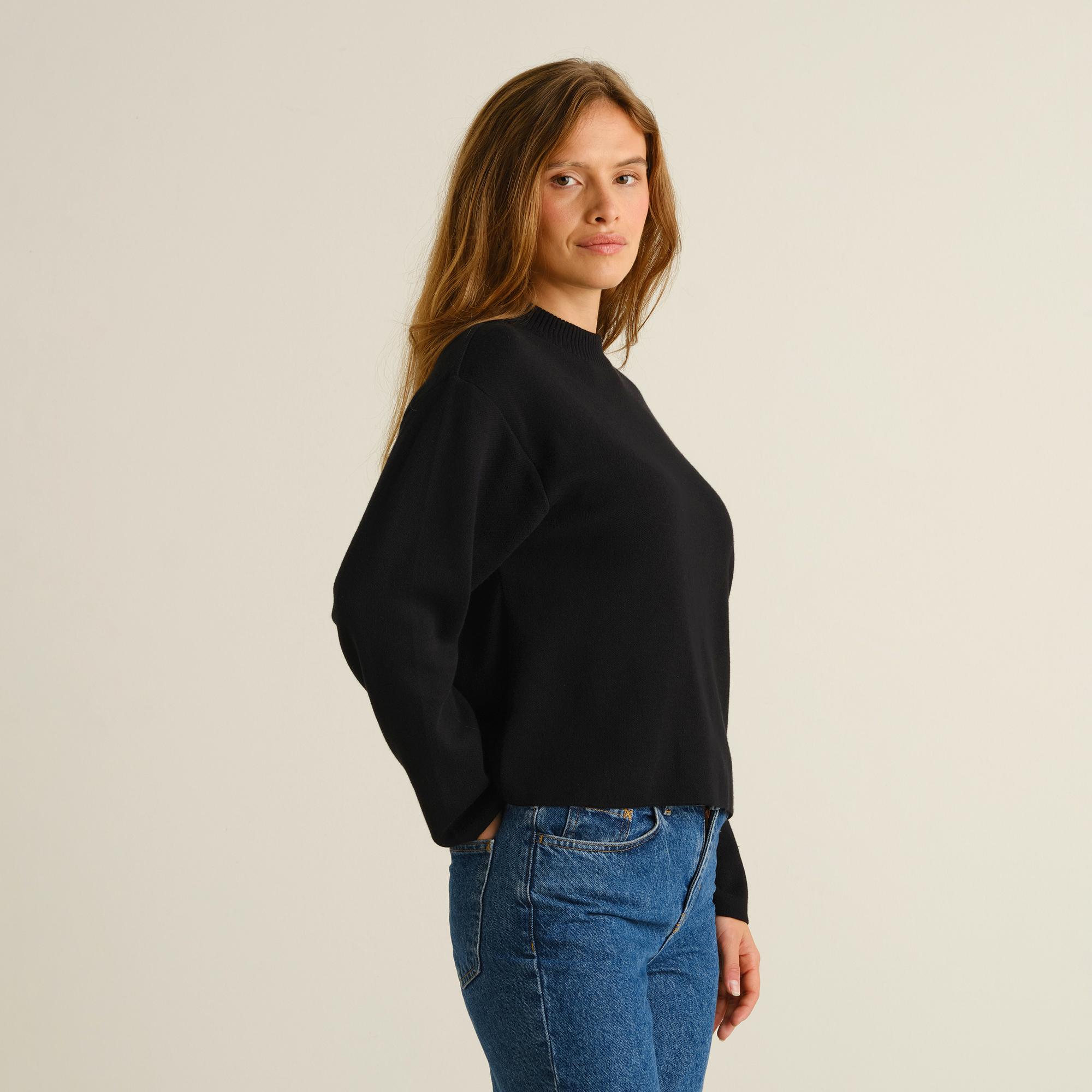 Dedicated Limhamn Sweater Base Black Damen Pullover Bio Baumwolle schwarz